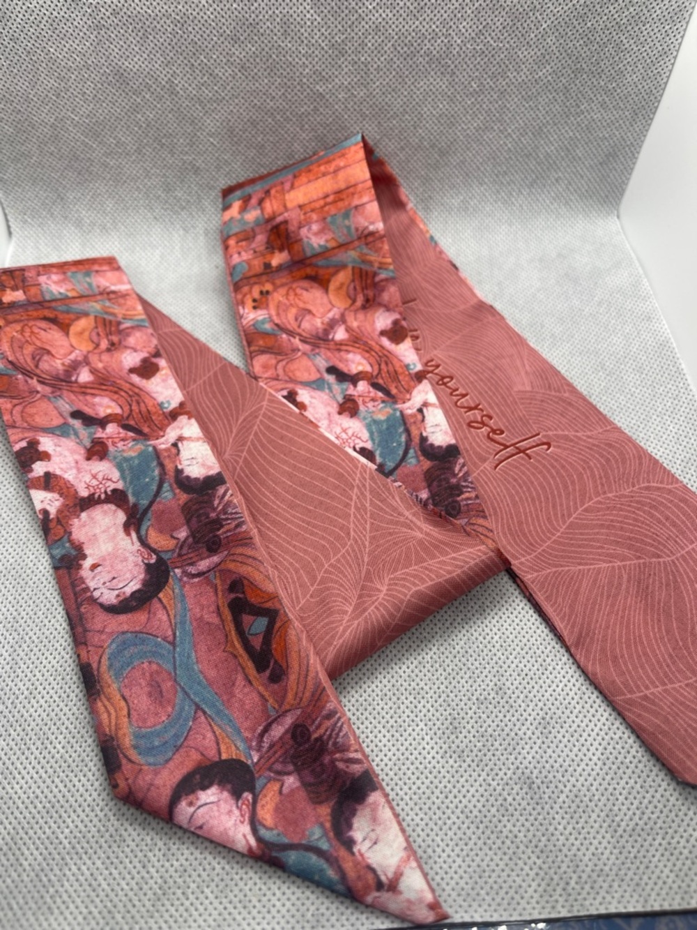 Scarf Wrap in Dusty Rose with Multicolor Print